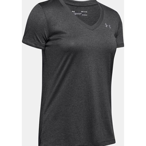 Under Armour Women's UA XL Short Sleeve Tee Semi Fit V Heatgear Grey XL - Picture 1 of 7